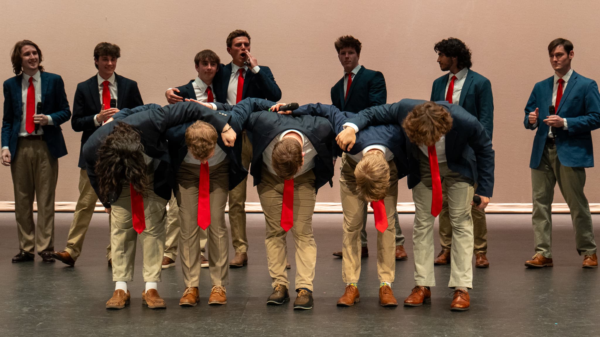 Ensemble curtain call and performance staging